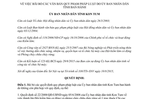 Quyết định 37/2015/QĐ-UBND bãi bỏ văn bản quy phạm pháp luật Kon Tum