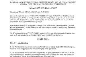 Quyết định 42/2015/QĐ-UBND cơ cấu tổ chức của Đài Phát thanh và Truyền hình tỉnh Long An