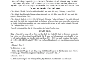 Quyết định 21/2015/QĐ-UBND sửa đổi 15/2015/QĐ-UBND tiêu chuẩn và hỗ trợ vật tư con giống Trà Vinh