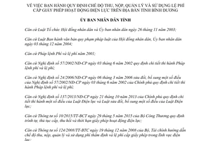 Quyết định 32/2015/QĐ-UBND thu nộp quản lý sử dụng lệ phí cấp phép hoạt động điện lực Bình Dương