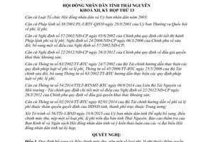 Nghị quyết 81/2015/NQ-HĐND quy định bổ sung điều chỉnh mức thu một số loại phí lệ phí Thái Nguyên