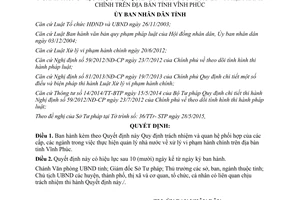 Quyết định 26/2015/QĐ-UBND quản lý nhà nước về xử lý vi phạm hành chính Vĩnh Phúc