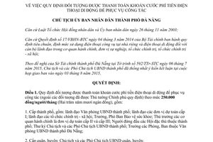 Quyết định 6276/QĐ-UBND đối tượng được thanh toán khoán cước phí tiền điện thoại công tác Đà Nẵng