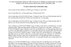 Quyết định 11/2015/QĐ-UBND nhiệm vụ khoa học công nghệ sử dụng ngân sách nhà nước Phú Thọ