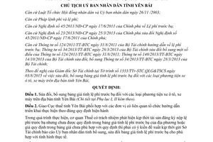 Quyết định 1606/QĐ-UBND sửa đổi Bảng giá tính lệ phí trước bạ phương tiện xe ô tô xe máy Yên Bái