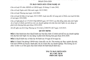 Quyết định 46/2015/QĐ-UBND hỗ trợ doanh nghiệp xây dựng phát triển thương hiệu Nghệ An
