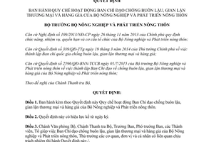 Quyết định 3467/QĐ-BNN-TTr Ban Chỉ đạo chống buôn lậu gian lận thương mại hàng giả