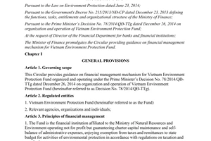 Circular No. 132/2015/TT-BTC financial management for Vietnam environment protection Fund