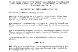 Quyết định 1617/QĐ-UBND công bố thủ tục hành chính thuộc quản lý Sở Kế hoạch Đầu tư Hưng Yên