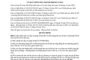 Quyết định 25/2015/QĐ-UBND chính sách trợ giúp xã hội đối với đối tượng bảo trợ xã hội Đà Nẵng