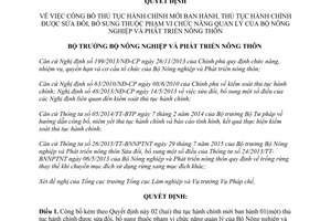 Quyết định 3482/QĐ-BNN-TCLN thủ tục hành chính thuộc quản lý Bộ Nông nghiệp Phát triển nông thôn
