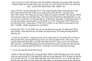 Thông báo 739/TB-BGTVT điều chỉnh thiết kế cơ sở dự án đầu tư xây dựng tuyến cao tốc Hà Nộ Lạng Sơn
