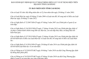 Quyết định 27/2015/QĐ-UBND quản lý hoạt động điện lực sử dụng điện Cao Bằng