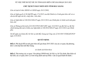 Quyết định 1612/QĐ-UBND tinh giản biên chế Bắc Giang