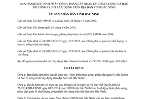Quyết định 32/2015/QĐ-UBND phân cấp quản lý chất lượng bảo trì công trình xây dựng Bắc Ninh