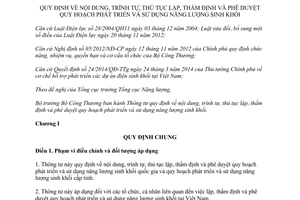 Thông tư 29/2015/TT-BCT Lập thẩm định phê duyệt quy hoạch phát triển sử dụng năng lượng sinh khối