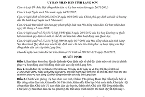 Quyết định 27/2015/QĐ-UBND định mức chi tiêu tài chính hoạt động Hội đồng nhân dân Lạng Sơn