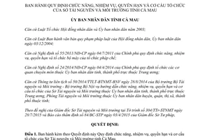 Quyết định 24/2015/QĐ-UBND chức năng quyền hạn cơ cấu tổ chức Sở Tài nguyên Môi trường Cà Mau