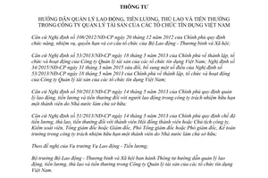 Thông tư 31/2015/TT-BLĐTBXH tiền lương thưởng thù lao Công ty Quản lý tài sản tổ chức tín dụng