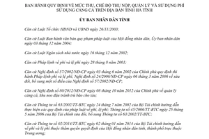 Quyết định 42/2015/QĐ-UBND mức thu chế độ thu nộp quản lý sử dụng phí sử dụng cảng cá Hà Tĩnh