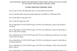 Quyết định 33/2015/QĐ-UBND phân công phân cấp quản lý dự án đầu tư xây dựng Bắc Ninh