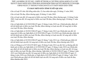 Quyết định số 11/2015/QĐ-UBND Sửa đổi 22/2010/QĐ-UBND xét tặng thưởng Cờ thi đua Tuyên Quang