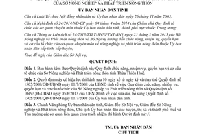 Quyết định 30/2015/QĐ-UBND cơ cấu tổ chức của Sở Nông nghiệp Phát triển nông thôn Thừa Thiên Huế