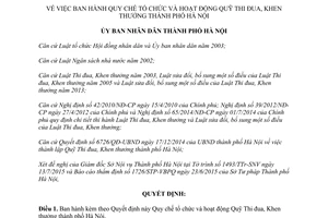 Quyết định 21/2015/QĐ-UBND Quy chế tổ chức hoạt động Quỹ Thi đua Khen thưởng Hà Nội