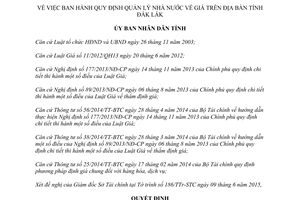 Quyết định 22/2015/QĐ-UBND quản lý nhà nước về giá tỉnh Đắk Lắk