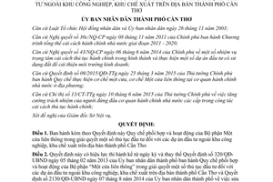 Quyết định 2186/QĐ-UBND 2015 Quy chế phối hợp hoạt động của Bộ phận Một cửa liên thông Cần Thơ