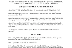 Quyết định 2088/QĐ-UBND 2015 công bố thủ tục hành chính Ủy ban nhân dân cấp huyện Khánh Hòa