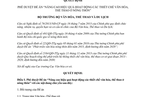 Quyết định 2563/QĐ-BVHTTDL 2015 Nâng cao hiệu quả hoạt động thiết chế văn hóa thể thao ở nông thôn