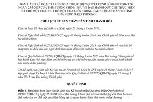 Quyết định 2888/QĐ-UBND 2015 thực hiện 09/2015/QĐ-TTg tỉnh Thanh Hóa