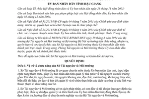 Quyết định 25/2015/QĐ-UBND cơ cấu tổ chức Sở Tài nguyên và Môi trường tỉnh Hậu Giang