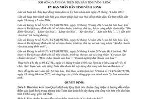 Quyết định 14/2015/QĐ-UBND công nhận và hướng dẫn chấm điểm danh hiệu toàn dân đoàn kết Vĩnh Long