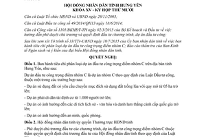 Nghị quyết 11/2015/NQ-HĐND tiêu chí phân loại dự án đầu tư công trọng điểm nhóm C Hưng Yên