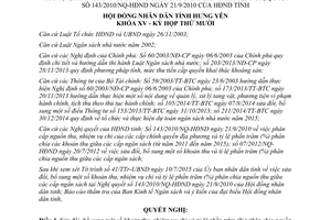 Nghị quyết 08/2015/NQ-HĐND sửa đổi 143/2010/NQ-HĐND thu chi tỷ lệ % phân chia nguồn thu Hưng Yên