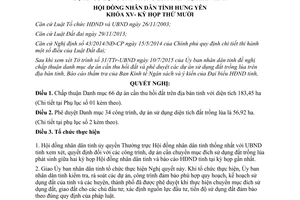 Nghị quyết 12/2015/NQ-HĐND chấp thuận dự án cần thu hồi đất phê duyệt dự án đất trồng lúa Hưng Yên