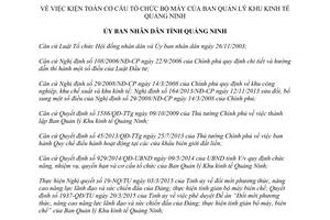 Quyết định 2233/2015/QĐ-UBND cơ cấu tổ chức bộ máy ban quản lý khu kinh tế Quảng Ninh