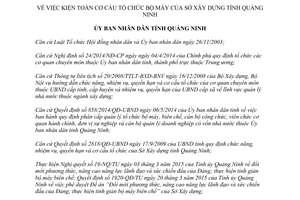 Quyết định 2238/2015/QĐ-UBND Kiện toàn cơ cấu tổ chức bộ máy sở xây dựng Quảng Ninh