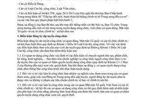 Hướng dẫn 37-HD-BTCTW nội dung trong tuyển dụng công viên chức cơ quan đảng Mặt trận Tổ quốc 2015