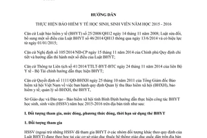 Hướng dẫn 683/HDLT-SGD&ĐT-BHXH bảo hiểm y tế học sinh sinh viên năm học 2015 2016 Bình Định