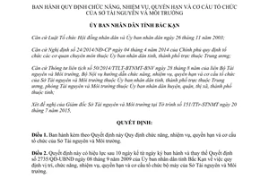 Quyết định 11/2015/QĐ-UBND nhiệm vụ quyền hạn cơ cấu tổ chức Sở Tài nguyên Môi trường Bắc Kạn