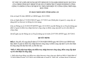 Quyết định 34/2015/QĐ-UBND sửa đổi 23/2014/QĐ-UBND tỉnh Long An