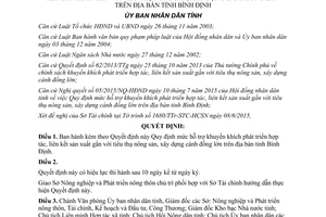 Quyết định 20/2015/QĐ-UBND hỗ trợ phát triển hợp tác liên kết sản xuất xây dựng cánh đồng lớn Bình Định