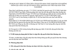 Hướng dẫn 1764/STNMT-TNNKS tính tiền cấp quyền khai thác khoáng sản không qua đấu giá Nam Định