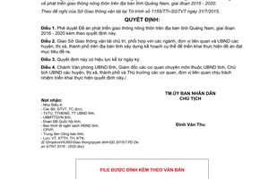 Quyết định 2740/QĐ-UBND 2015 phê duyệt Đề án phát triển giao thông nông thôn tỉnh Quảng Nam