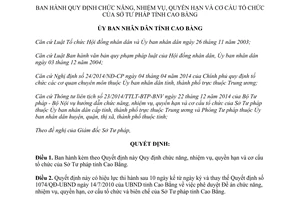 Quyết định 23/2015/QĐ-UBND cơ cấu tổ chức của Sở Tư pháp tỉnh Cao Bằng