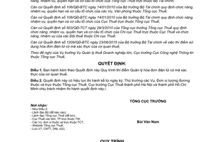 Quyết định 1445/QĐ-TCT 2015 Quy trình thí điểm quản lý hoá đơn điện tử có mã xác thực của cơ quan thuế