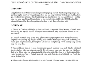 Kế hoạch 2891/KH-UBND 2015 Tái cơ cấu ngành thủy lợi tỉnh Long An giai đoạn 2016 2020